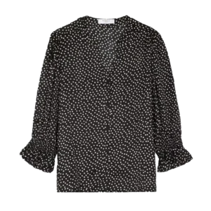 Blusa para dama color negro con pelotas blancas